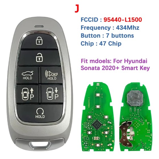 2019-2023 Hyundai Sonata / 7-Button Smart Key / PN: 95440-L1500 / TQ8-F08-4F28 (AFTERMARKET)